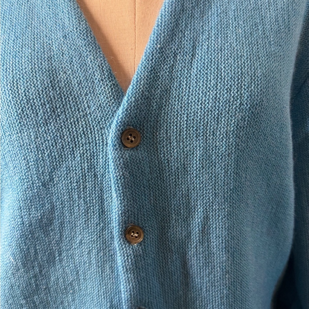 Brent Vintage Blue Mohair Cardigan Sweater Men’s XL Soft Grunge Grandpa Core - Picture 9 of 14